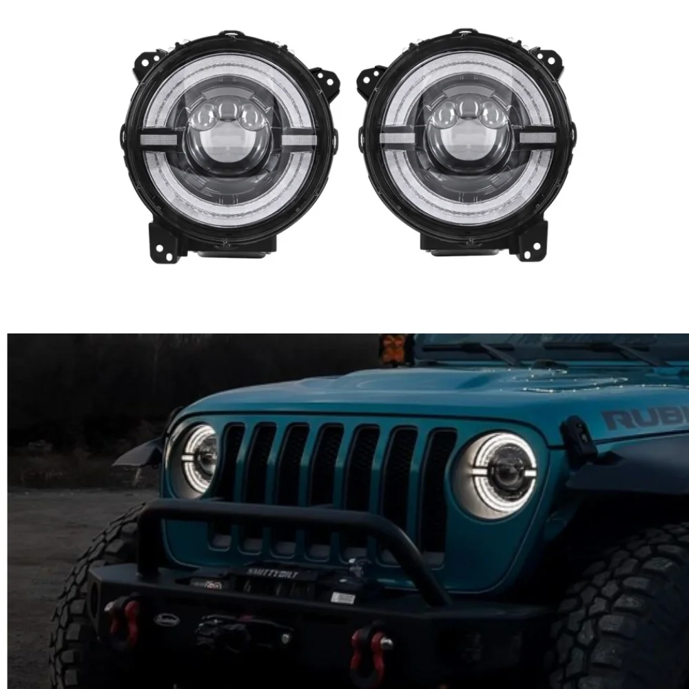 1 Pair Aluminum Alloy 9inch LED Projector Headlights For Jeep Wrangler JL 2018+ JL1289