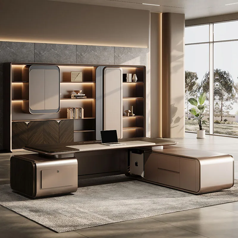 Escritorio de Oficina de Estilo Europeo, Moderno, con Almacenamiento, Mueble de Recepción, Mueble para el Hogar