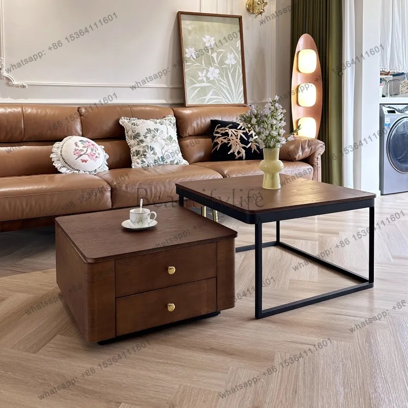 

Solid Wood Square Coffee Table Modern Luxury Minimalist Unique Coffee Table Design Vintage Muebles Para El Hogar Furniture