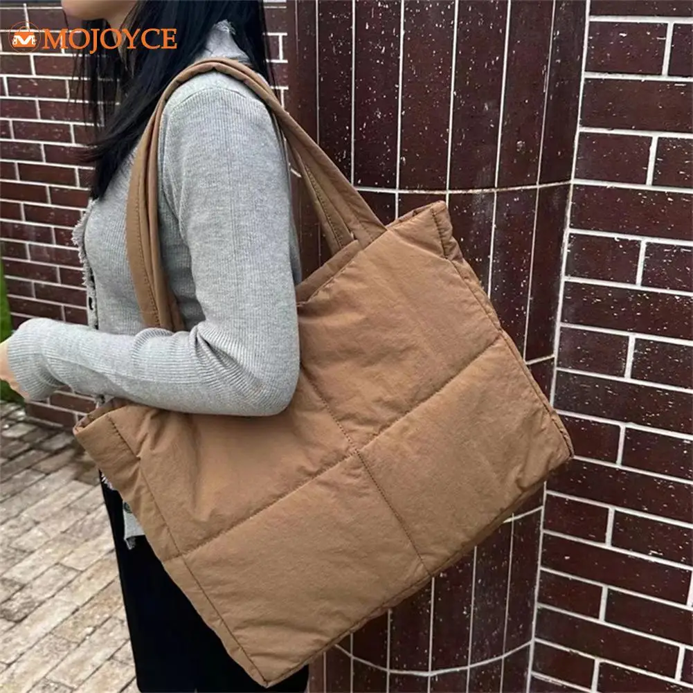 Winter Women Down Quilted Shoulder Bags Large Capacity Nylon Padded Underarm Bag Versatile Puffer Travel Tote Handbag for Ladies