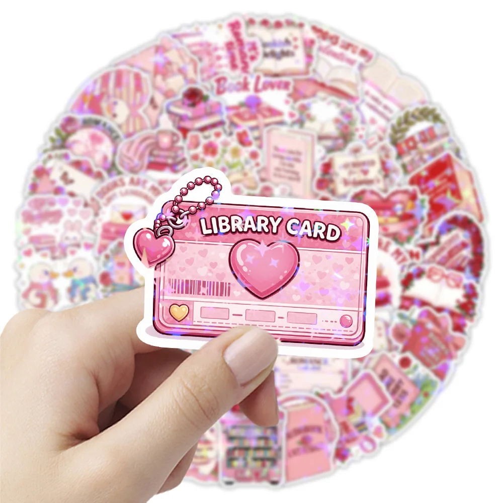

10/50PCS Pink Bookish Graffiti Stickers Pink Reading Decoration Sticker for Phone Computer Notebook Stationery DIY Toys Secret