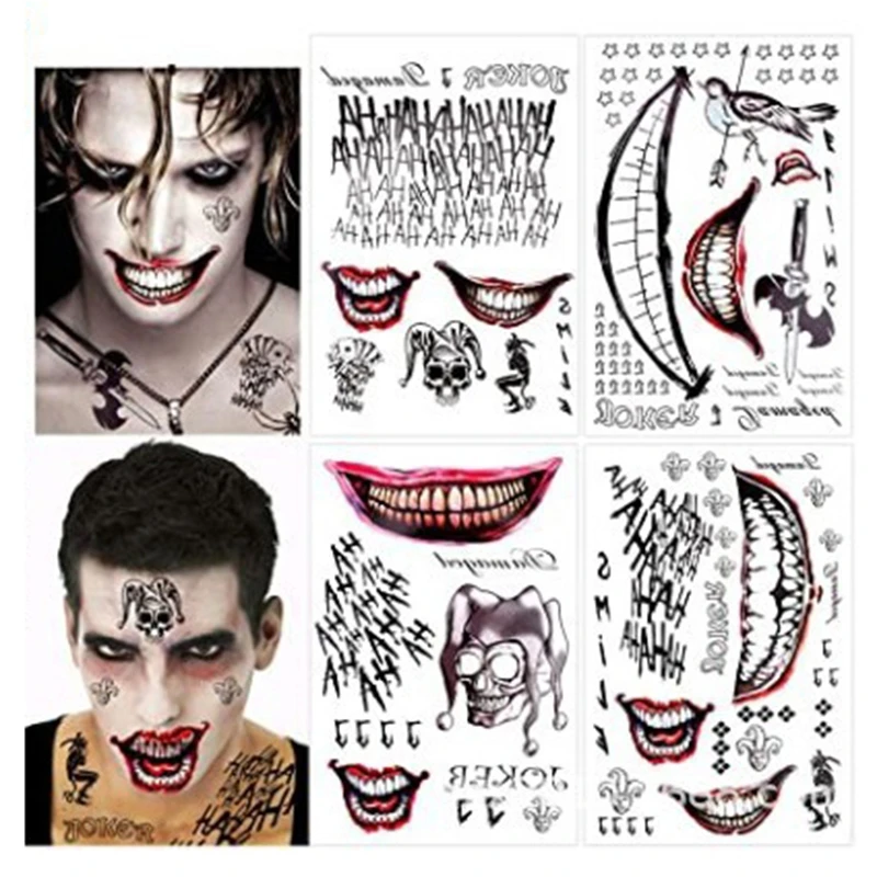 

Joker Tattoos Harley Crazy Clown Tattoo Stickers Temporary Tattoos Little Ugly Girl Harley Quinn For Men Women Halloween Costume