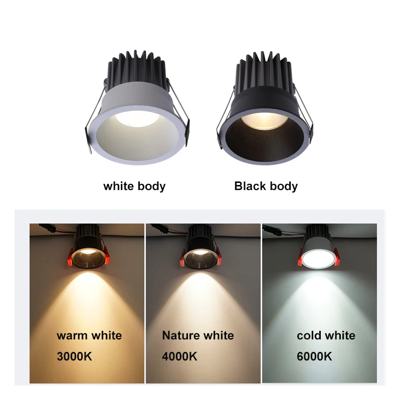 Dimmable Recessed Anti Glare COB LED Downlights 3W5W/10W/15W Ceiling Spot Lights AC85~265V Background Lamps