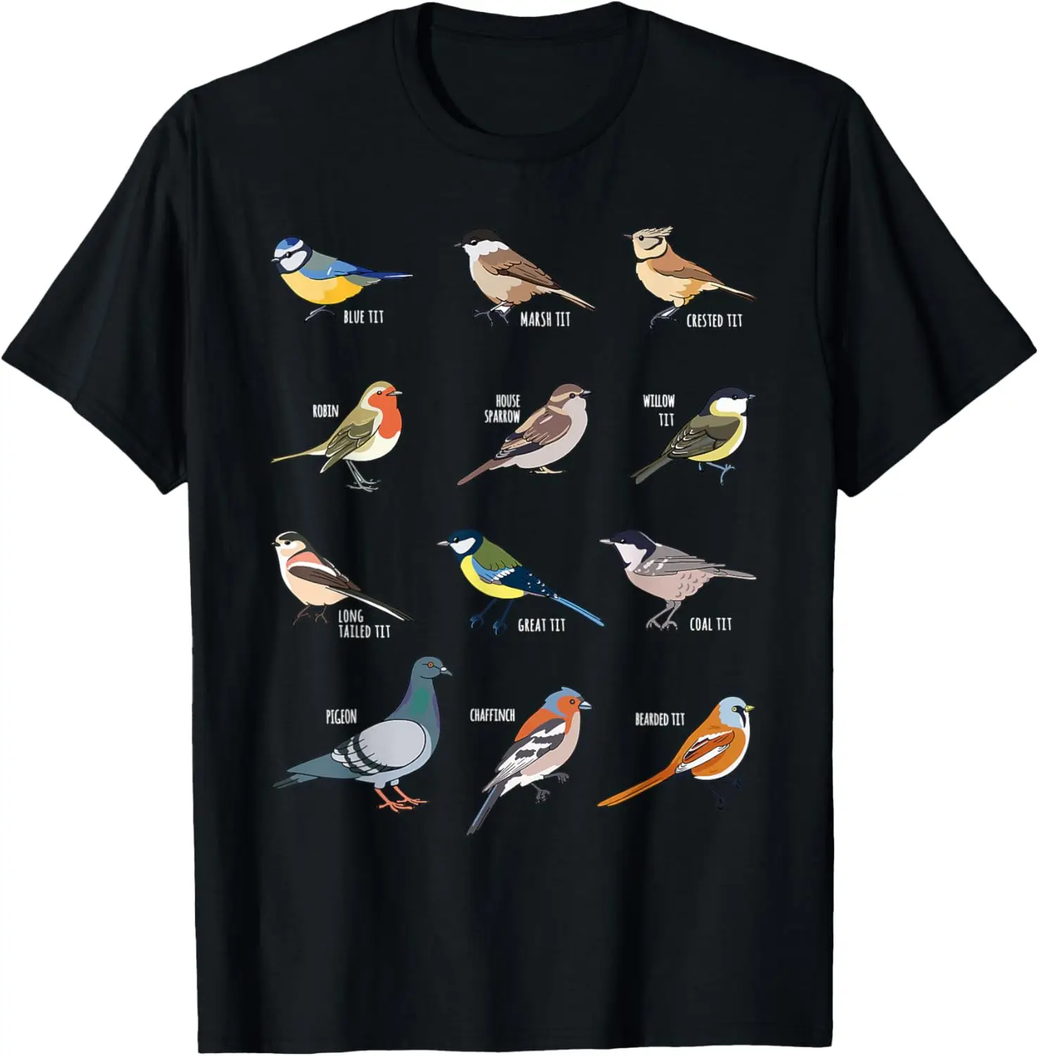 

Bird watching robin tits housesparrow pigeon T-Shirt
