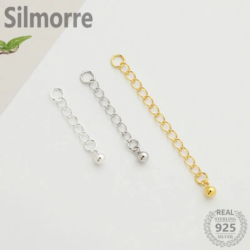 

4pcs 100% Solid 925 Sterling Silver 2.5/3/5cm Extension Chain End Chain for DIY Bracelet Necklace Fine Jewelry Findings