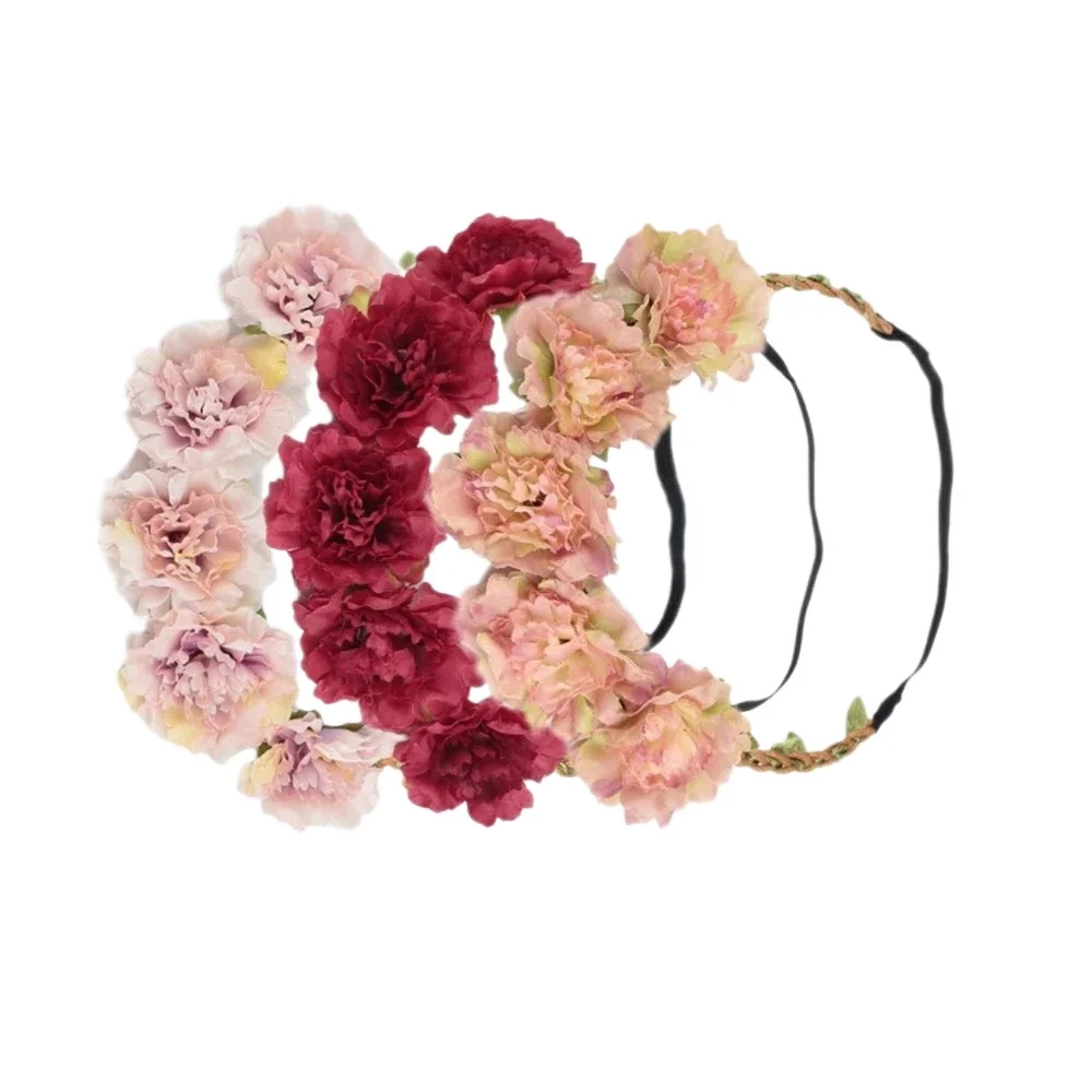 1PCS Elastic Flower Wreath for Baby Girls Kids Floral Garland Crown Headband Wedding Party Hair Accessories Outdoor Photo Props