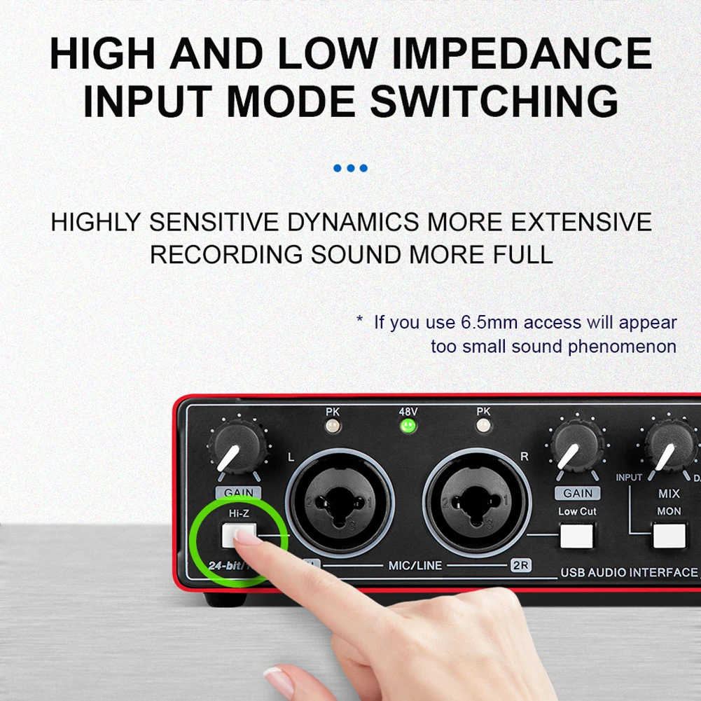 Tarjeta de sonido de grabación MD22, interfaz de Audio USB, alimentación fantasma de 48V, tarjeta de sonido profesional portátil con Monitor Loopback para Audio