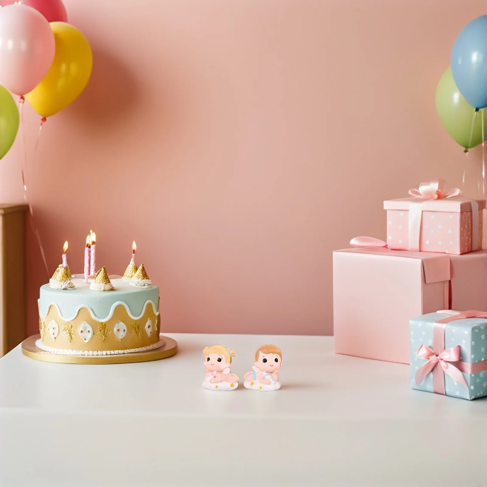 

2pcs Princess Prince Decor Resin For Birthday Party Decoration Cake Ornament Baby Cake Adornment Home Decor Accessory