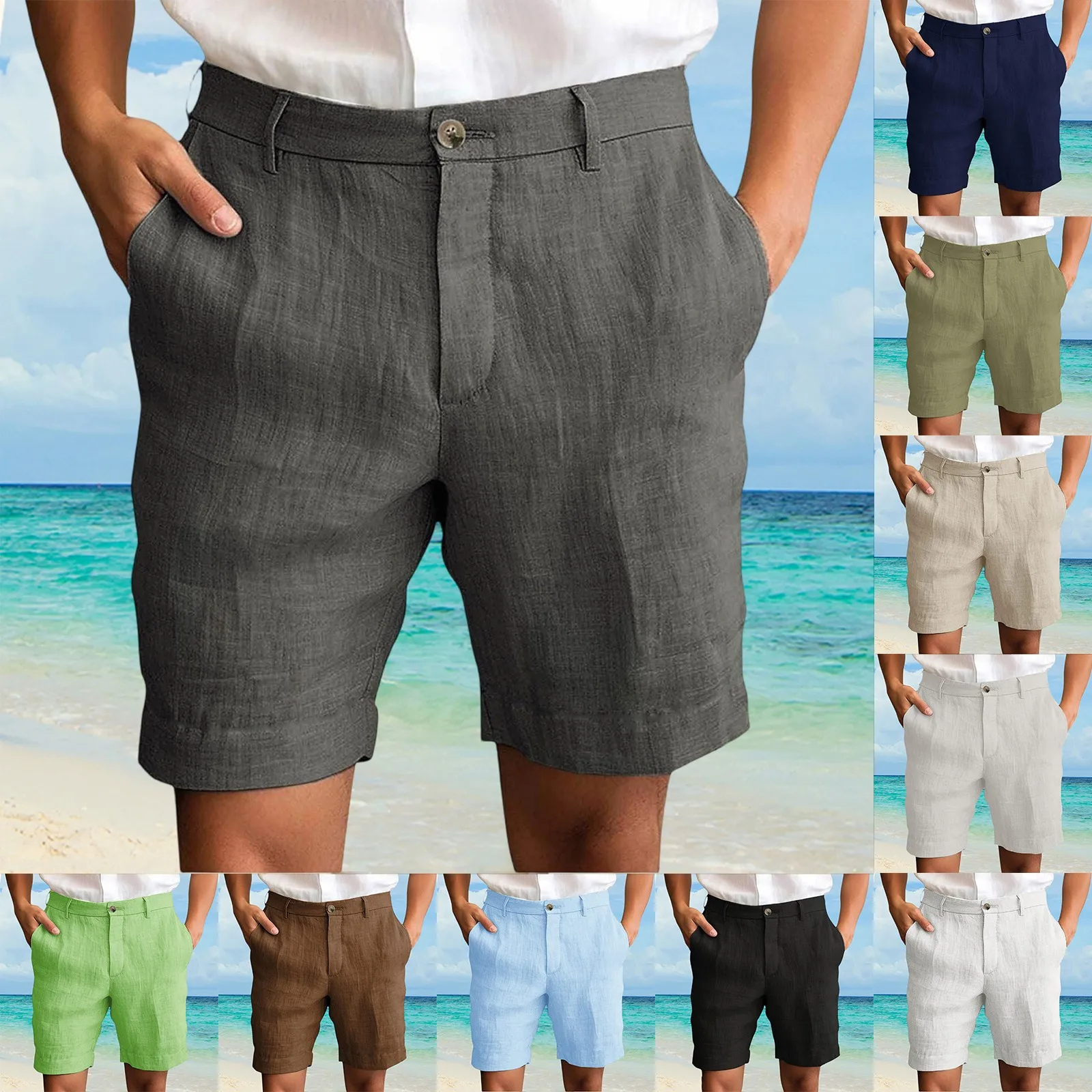 Thumbnail 2 - #34 Cotton Linen Summer Shorts Sale