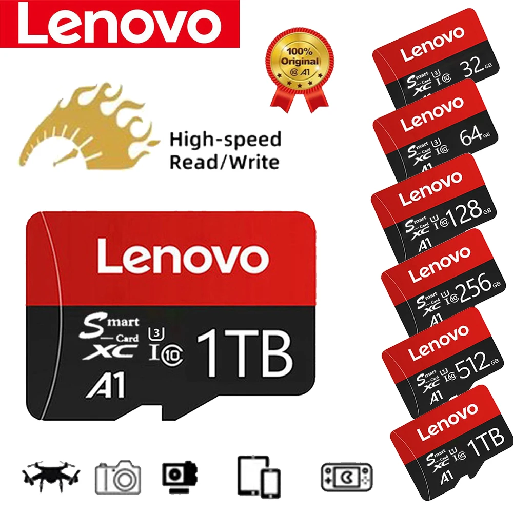 

Lenovo 1TB SD Memory Card 1TB 512GB SD Card 256GB Ultra-fast Transfer Micro TF SD Card 128GB Cartao De Memoria For Phone PC