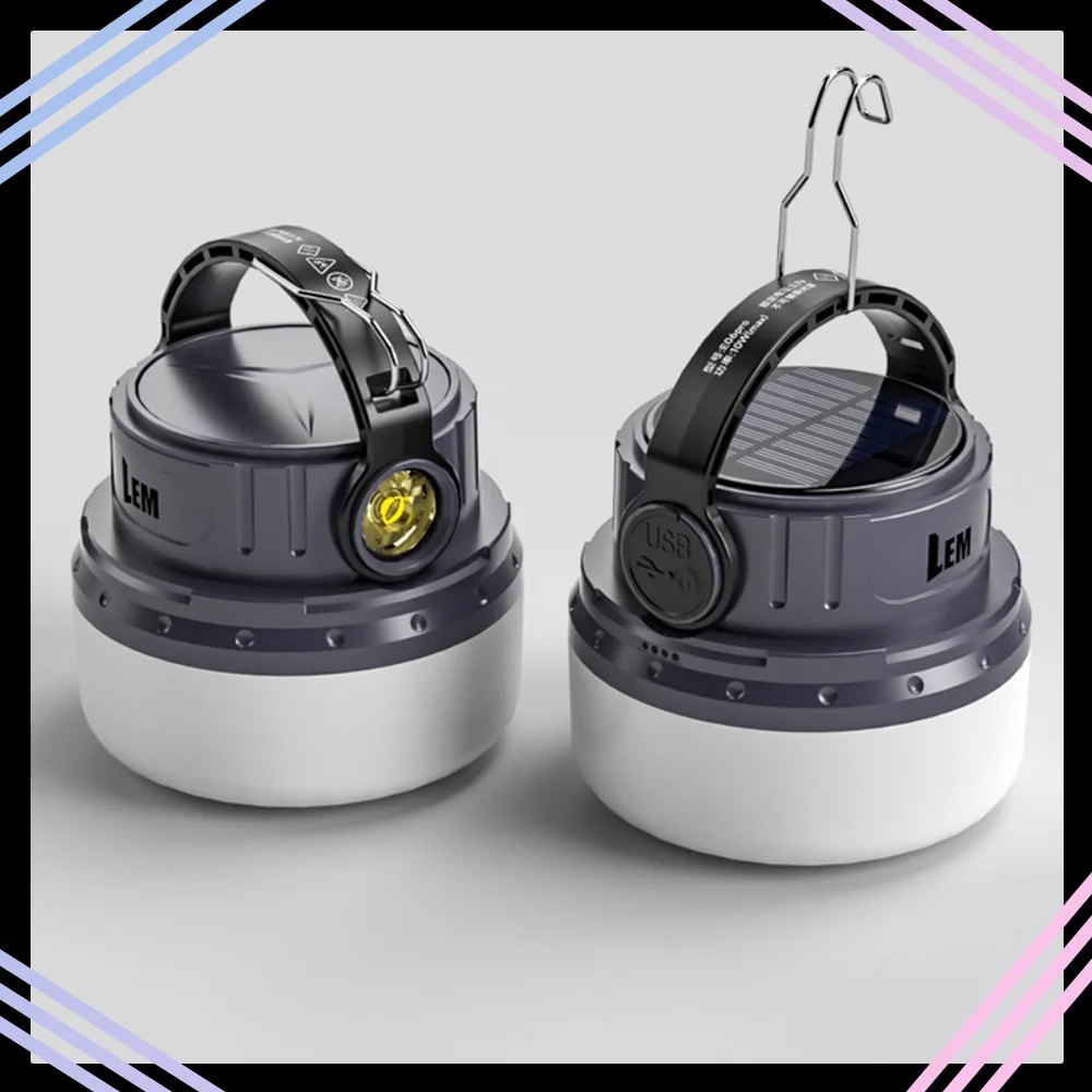 

LEM E06/E06S/E06Pro Лампа для кемпинга USB Солнечная энергия Перезаряжаемая лампа для кемпинга Портативная уличная лампа 800LM 6000 мАч Фонарь