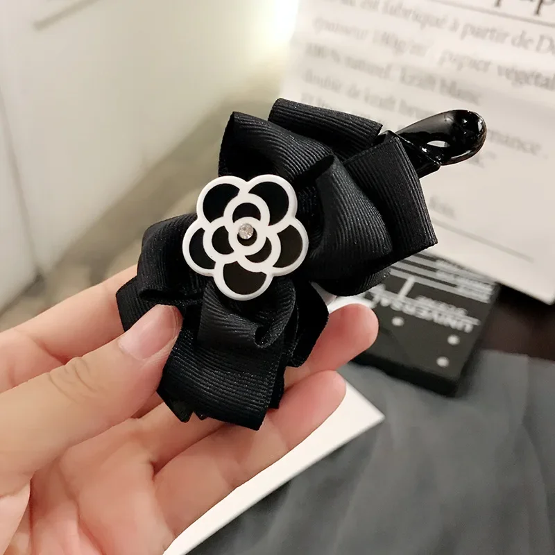 Hairpin Grip Clip Korean Cloth Medium Camellia Flower New Clips Ribbon Temperament Adult Banana Vertical Card Hair Accessories