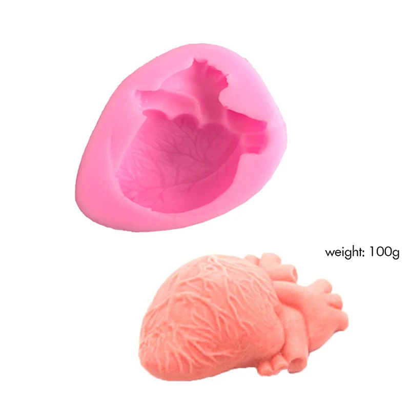 3D Human Heart Mold for Fondant, Cake, Chocolate, Resin Clay Mould, Soap Candle Craft Molds, Silicone Anatomical Heart Wax Mold