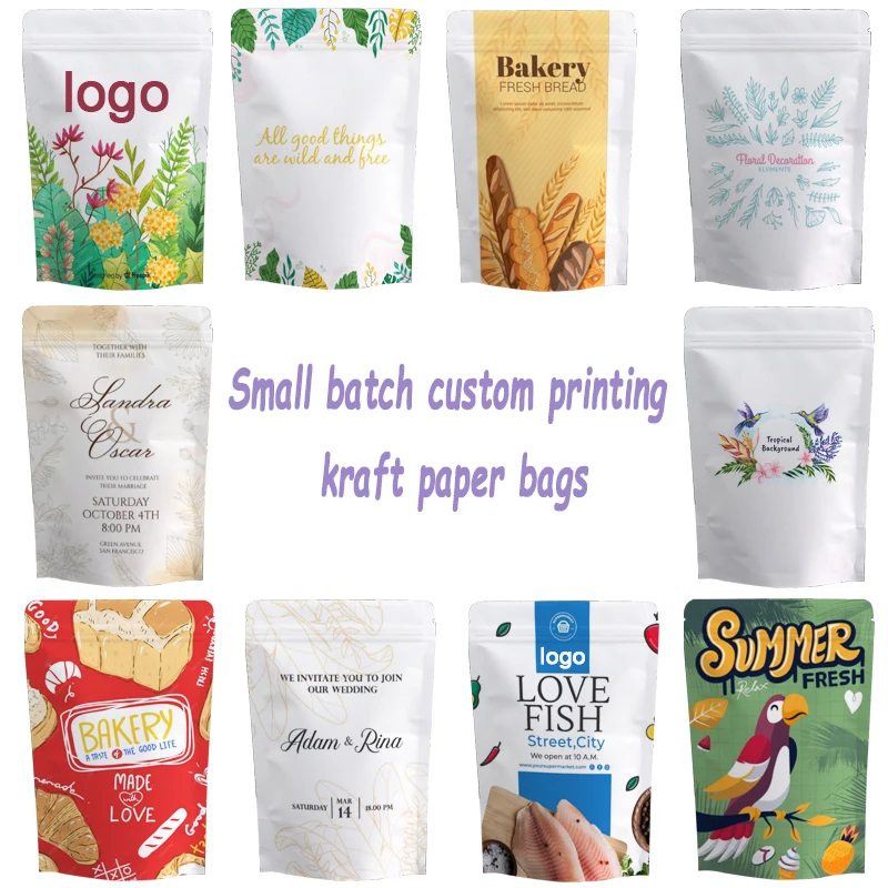 Custom-Made 30x40cm Large-Sized T-shirts,Sealed Zipper Kraft Paper Bags,Small-Batch Customized Reusable Standing Packaging Bag