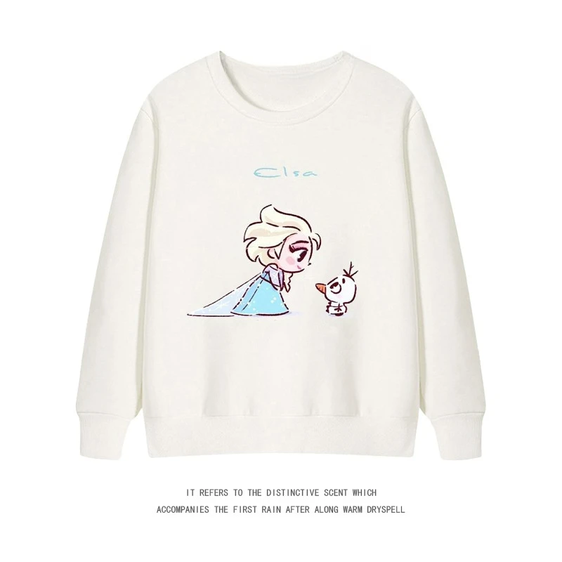 New Autumn and Winter Hot Selling Popular Disney Princess Series Pattern Printed Loose and Breathable Round Neck Cotton Top