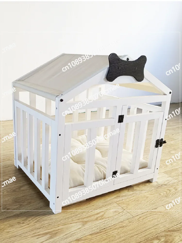 Indoor Kennel House Solid Wood Dog House Cage Small Dog All Seasons Removable and Washable Pet Bed Wooden Dog Cage