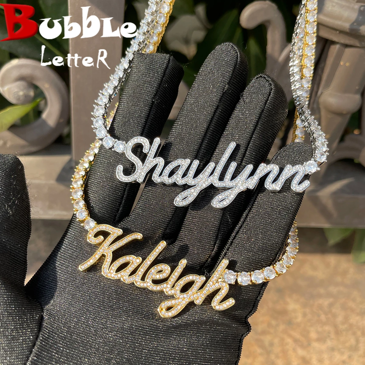 Bubble Letter Classy Girl Custom Name Necklace for Women Iced Out Choker Personalized Tennis Chain Silver Color Hip Hop Jewelry