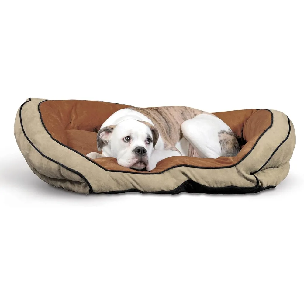 

K&H Pet Products Bolster Couch Pet Bed Large Mocha/Tan 28" x 40"