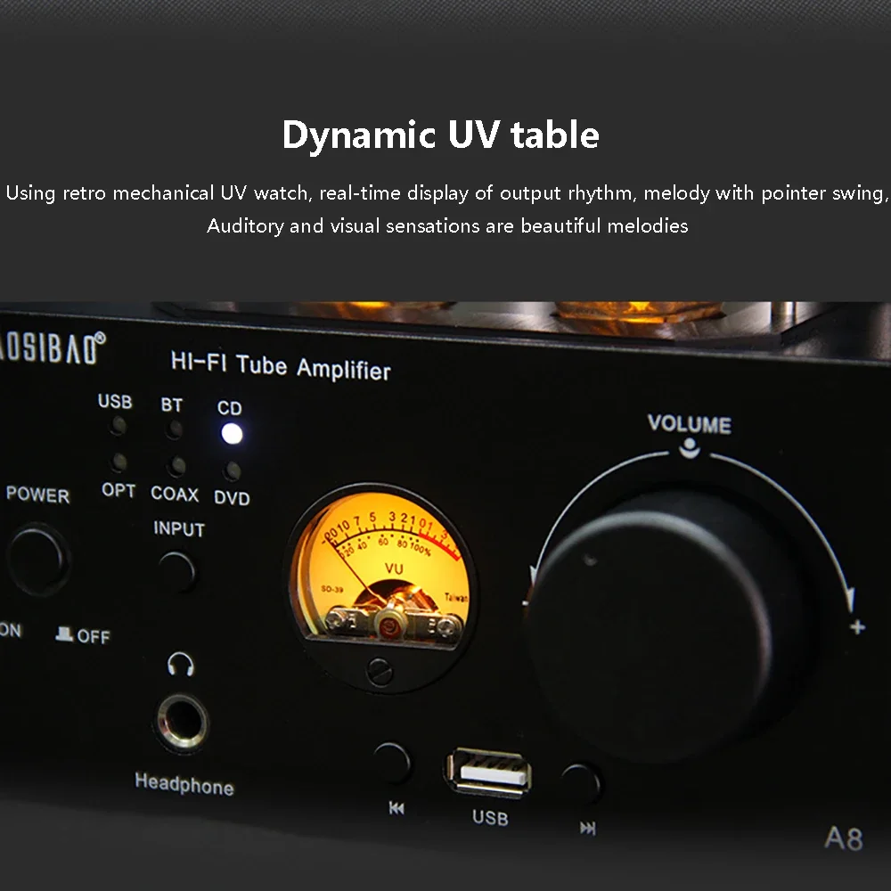 HIFI wzmacniacz lampowy Bluetooth 5.0 USB odtwarzanie 80W * 2 wysokiej mocy wzmacniacz Audio 2.1 kanał cyfrowy koncentryczny światłowód wejście