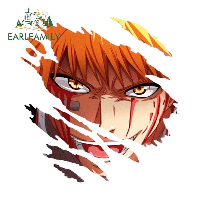 EARLFAMILY 13cm x 13cm for Crack Kurosaki Ichigo Car Sticker Air Conditioner Vinyl Decal Personality Creative Car Accessories