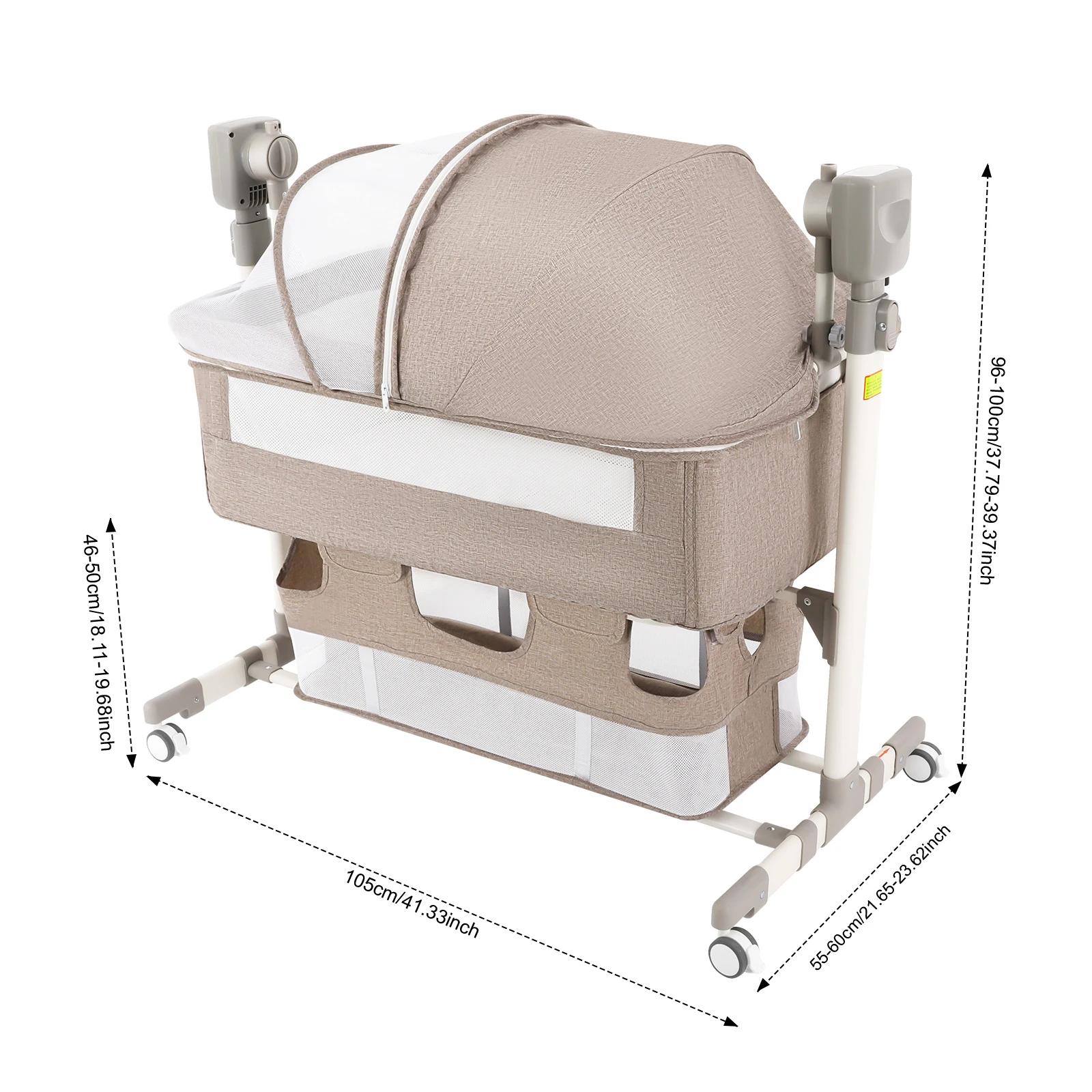 Portable Baby Bed Height Adjustable Bedside Sleeper Music Play Automatic Cradle with Timing Function & 5-Speed