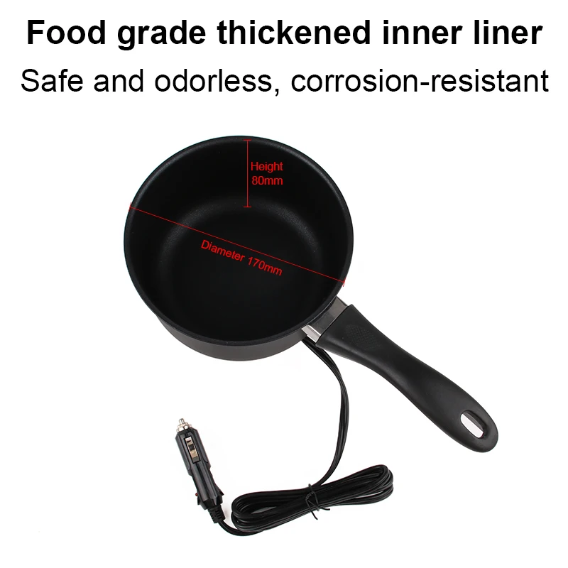 12V/24V Multifunctional Electric Cooking Skillet Mini Rice Cooker Soup Stew Heater Hot Pot Travel Car/Truck Frying Pan Lunch Box