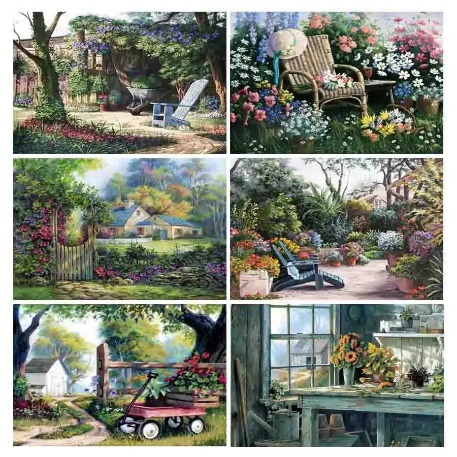 Diy Diamond Painting 5D Diamond Mosaic Farmhouse Garden Cross Stitch Kits Crystal Rhinestone Pictures Full Drill Decor Home