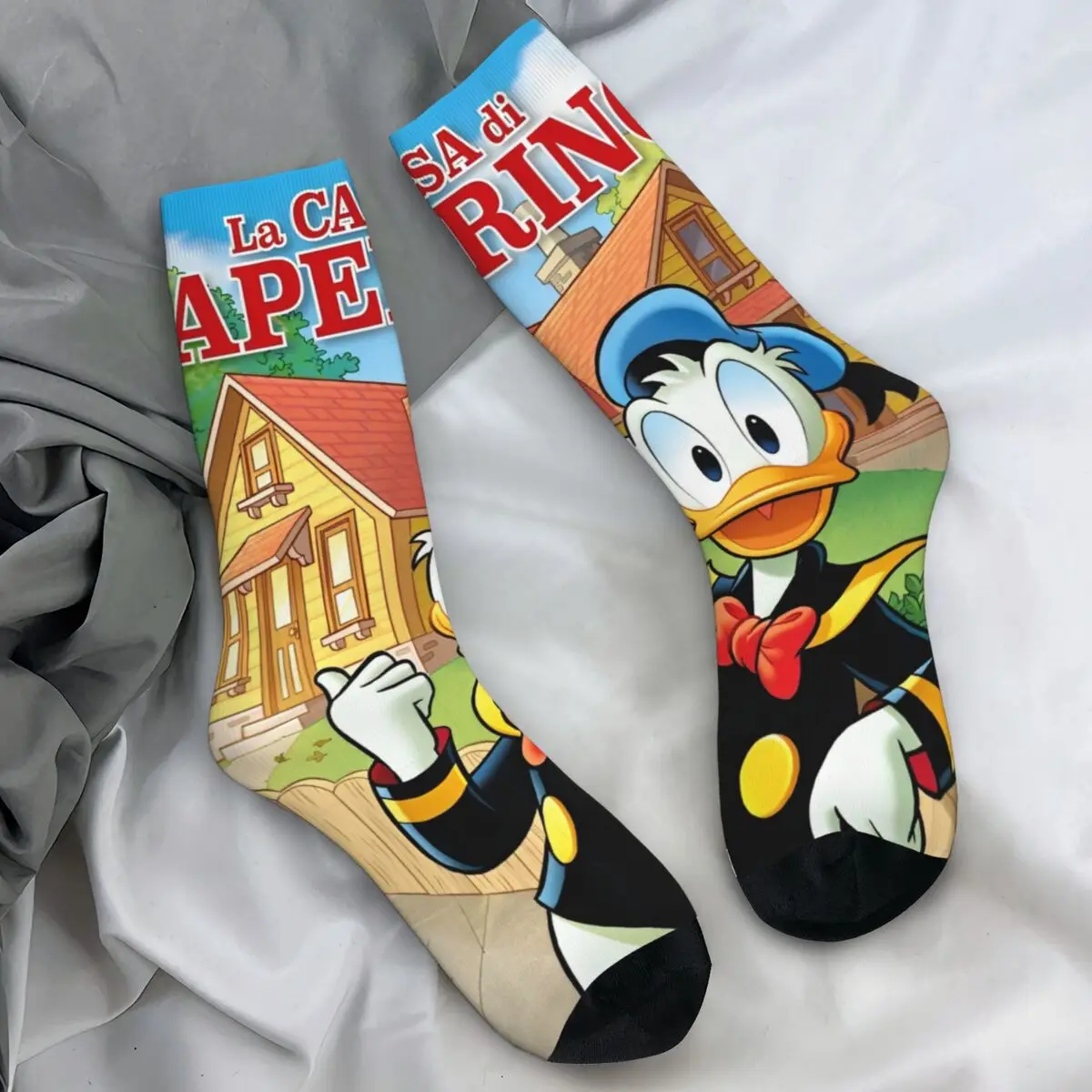 

Men Socks Cartoon Donald Duck Gold Stockings Winter Casual Comfortable Socks Design Running Non Slip Socks