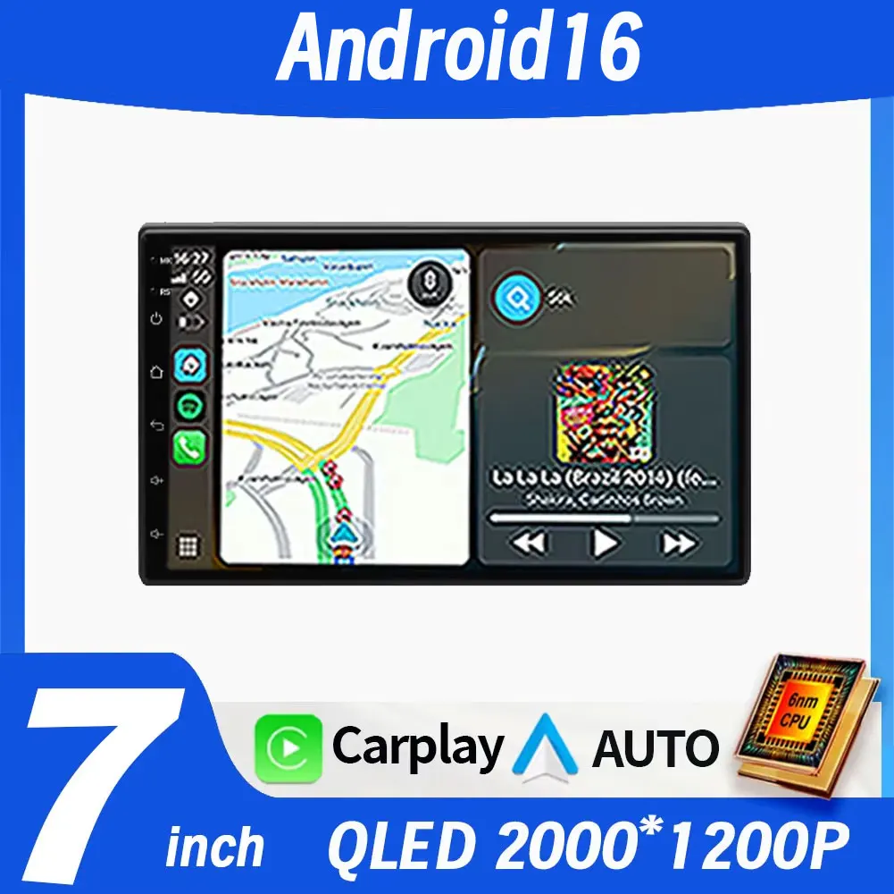 7 Inch 2 Din Android 16 Auto Car Radio Multimedia Video Universal Stereo Carplay GPS For Volkswagen Nissan Hyundai Kia Toyota