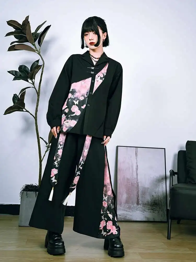 جديد النمط الصيني النمط الوطني هان عناصر زر يصل قميص المرأة الحلو كول طويل الأكمام ربيع الخريف فضفاضة مريحة