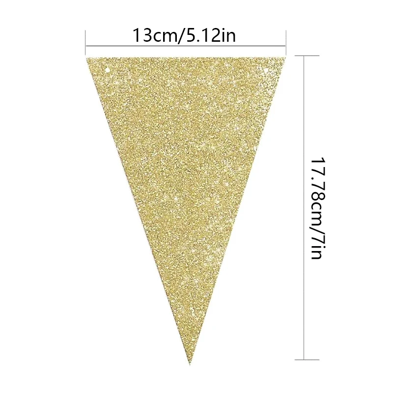 1Set Gold And Green Paper Triangular Flags Bunting Baby Bride Gift Party Birthday Party Decoration Wedding Party Banner