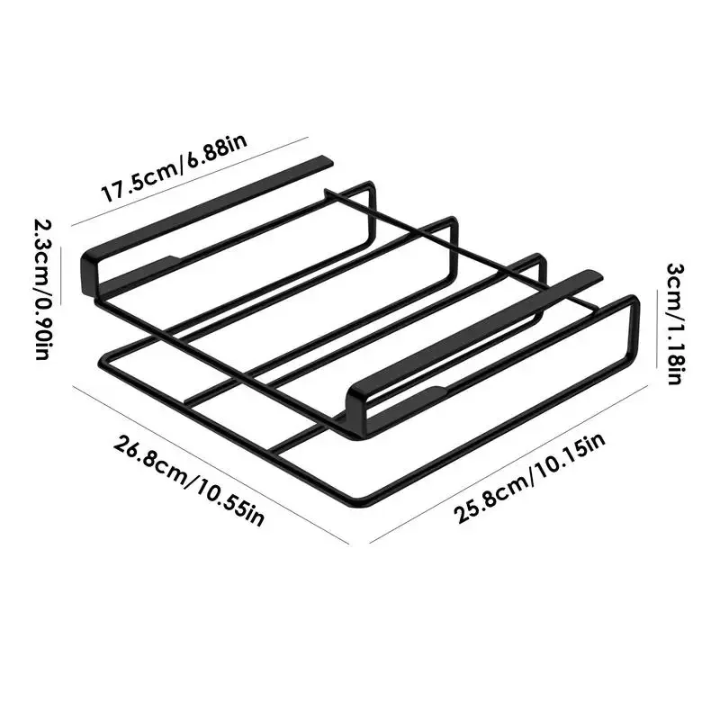 Sob o armário Multipurpose Cutting Board Holder, Suporte de tábua, Organizador com gancho para cozinha