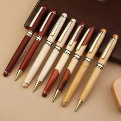 Laser Custom LOGO Bamboo Wooden Signature Ballpoint Pen Gift for Company Name Business Graduation Engrave Maple Beech Wood Box
