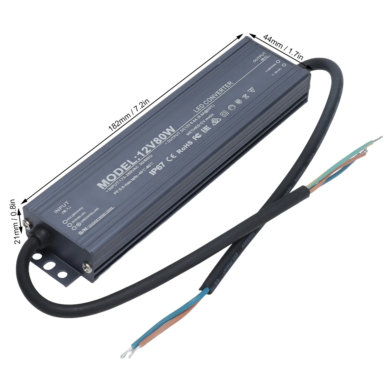 IP67 Waterproof Power Supply LED Driver Transformer Light Voltage Converter AC170‑265V Input