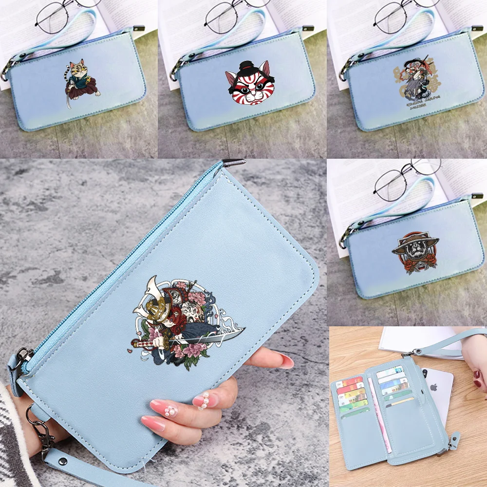 

Long Wallet ID Card Bank Card Multi-Function Storage Bag Samurai Pattern Printing Series Simple and Durable High-quality Purse
