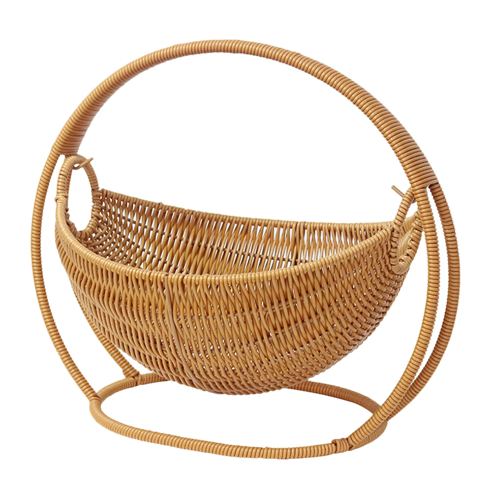 

Rattan Fruit Basket Lightweight Snack Organizer Kitchen Countertop Decorative Bowl Candy Storage Cradle Design European