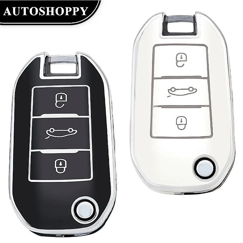 

New Design TPU Car Flip Key Case Cover Shell Fob For Peugeot 208 308 408 508 2008 3008 4008 5008 For Citroen C3 C4 CACTUS C6 C8