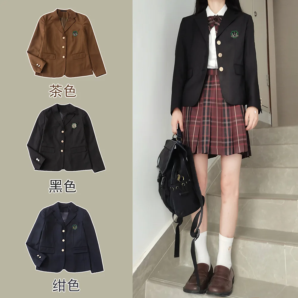 

Women Blazer Clothing Japanese College Style Teens Jk Uniform Jacket Tops Coat Fall Ladies Vintage Long Sleeve Outerwear Blazers