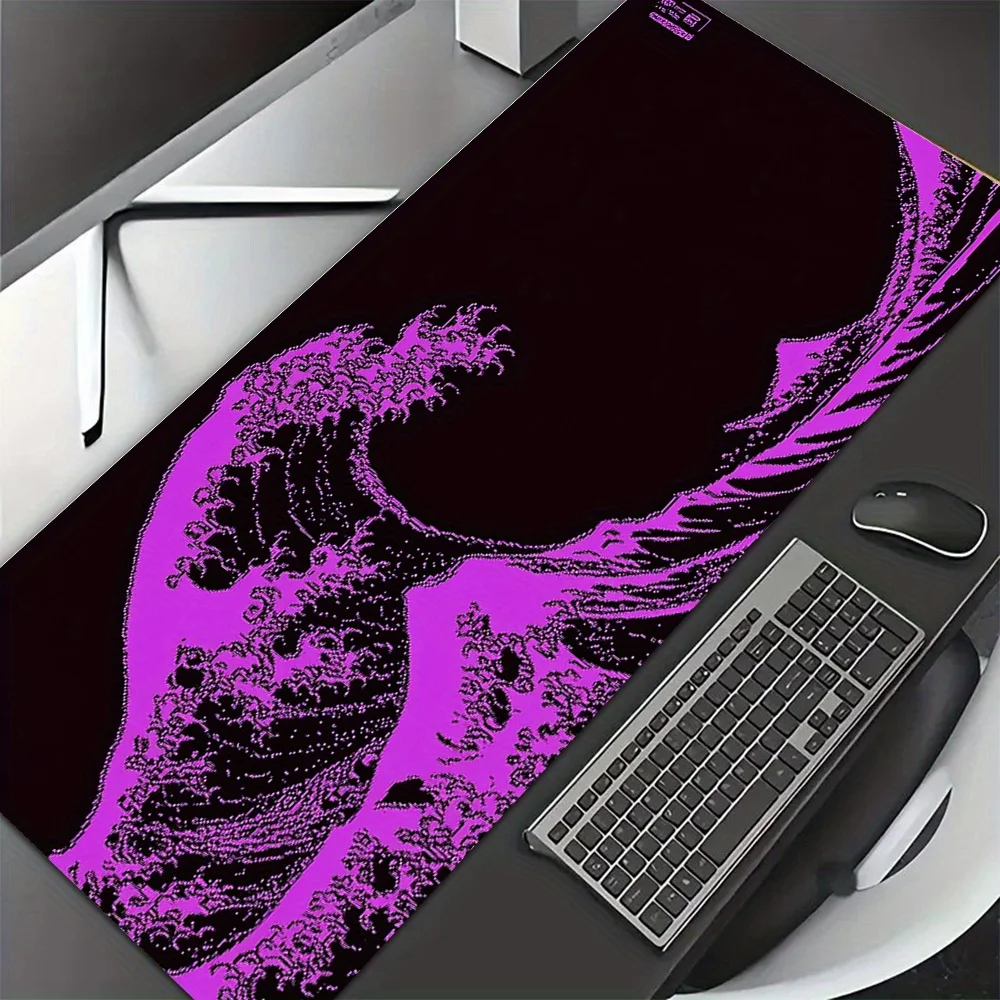 

Purple big wave art mouse pad with anti-slip rubber base, suitable for office or home computer desktop decoration