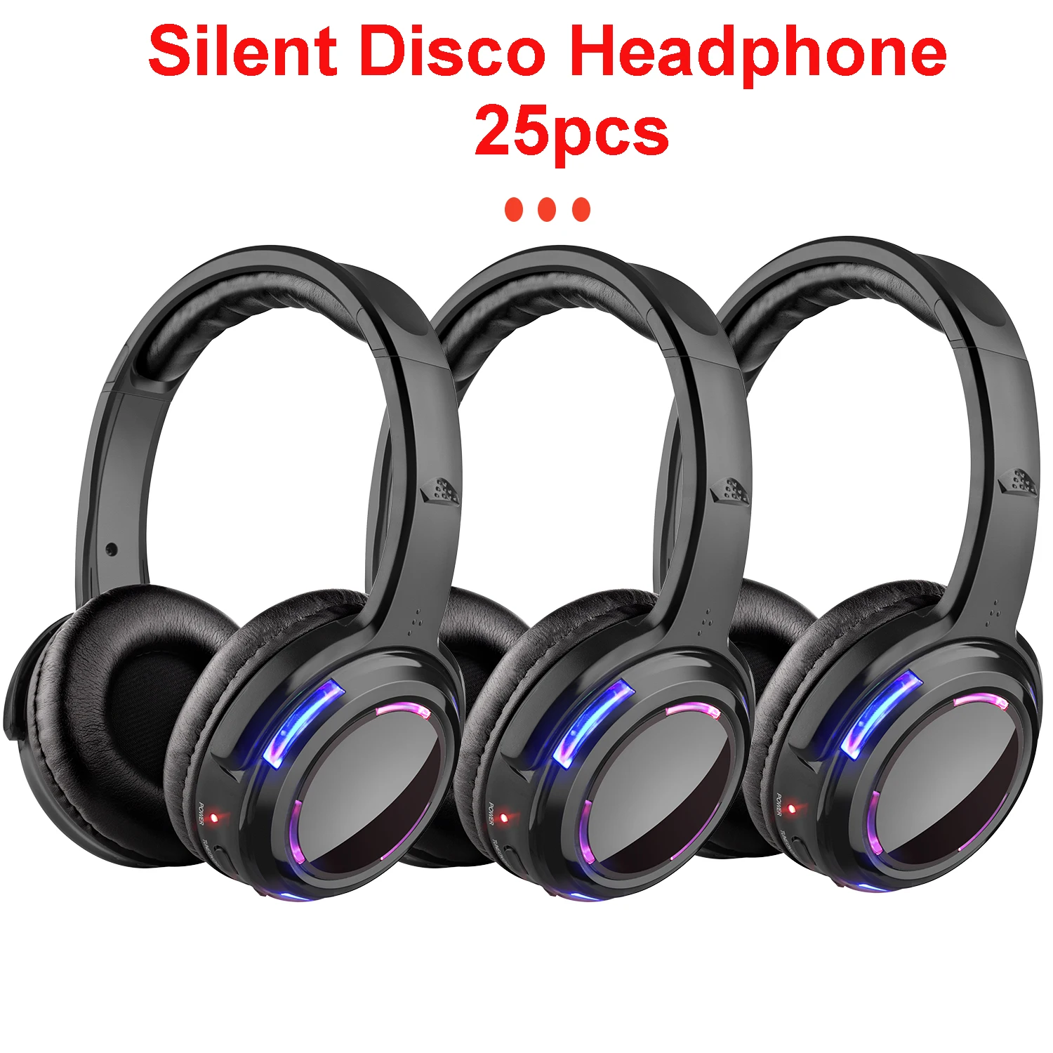 

Factory Sell RF silent disco Headphones LED Flashing Light Headsets Only 25pcs Bundle Excluding Transmitter