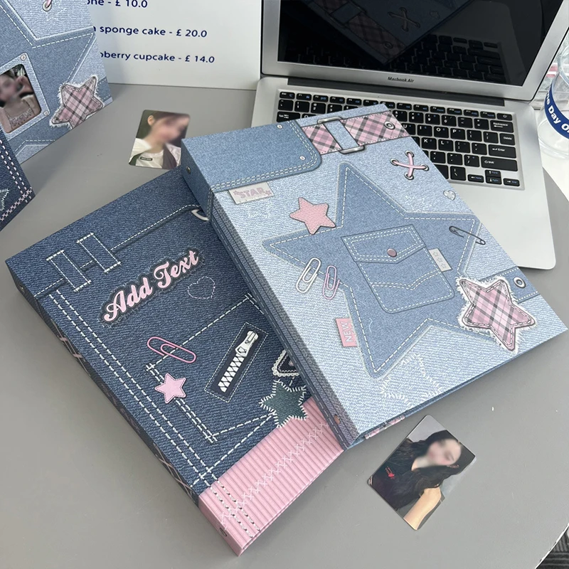 Koreanische Denim Stil A4/A5 Kpop Fotokarte Binder Abdeckung Kpop Fotoalbum Buch Bindemaschine Idol Karten Bild Album sammeln Buch