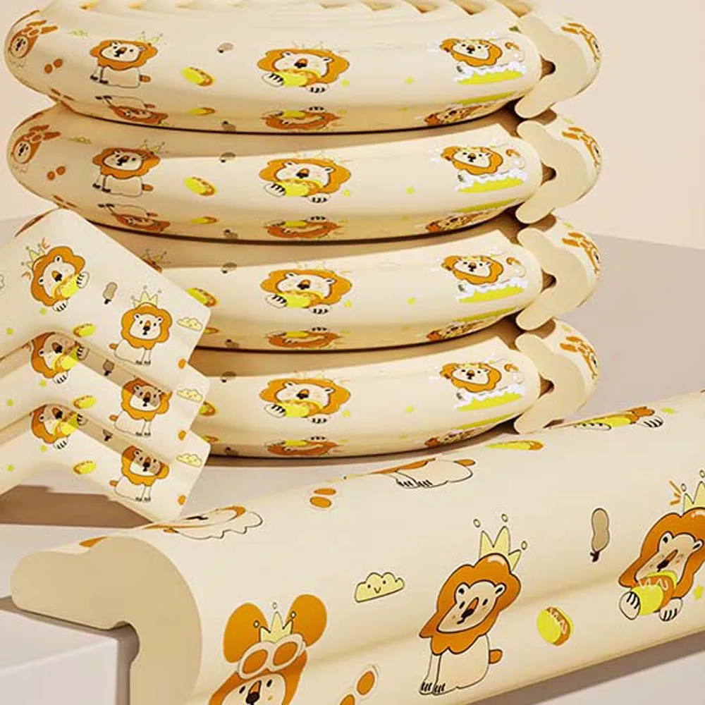 لينة الطفل المضادة للتصادم قطاع الكرتون على الوجهين الشريط الجدول ركن الغطاء الواقي الدب البيج #4