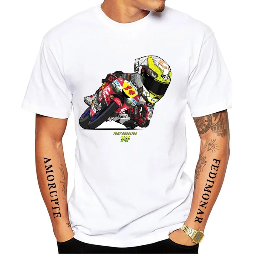 TONY ARBOLINO 14 GP Racing T-Shirt New Men Short Sleeve Boy GS Adventure Sport Casual White Tops Motorcycle Rider Tees