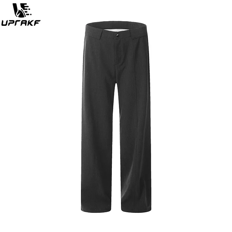 UPRAKF Business Straight Trousers Comfort Autumn Pantalones High Quality Dark Color Simple Design