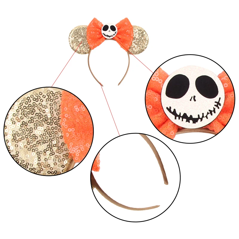 الكرتون هالوين شبح ميكي ماوس آذان عقال تأثيري ميكي ماوس هيرباند اليقطين الديكور الاطفال حزب إكسسوارات الشعر