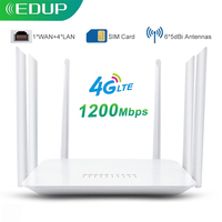 EDUP RT2665 4G SIM Card WiFi Router 1200Mbps Wireless Router Rj45 Router LTE 2.4G/5GHz Dual Band 4G Wireless Router Hotspot