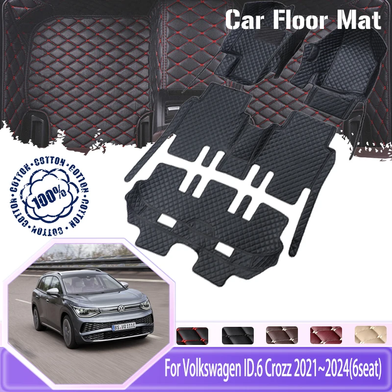 

Car Floor Mats For Volkswagen VW ID.6 ID6 ID 6 Crozz 2021 2022 2023 2024 6seat Dirt-dirty Pads Foot Carpets Matt Car Accessories