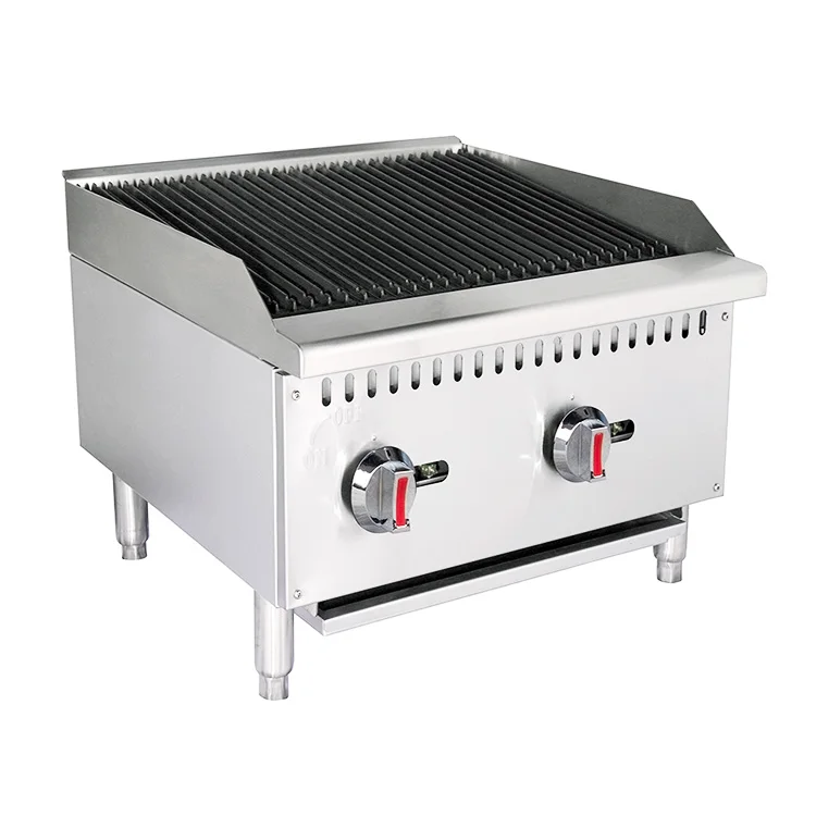 Hotel Restaurant Supplies Commercial 3 Burner Machine Countertop Gas Charbroiler Barbeque Grill