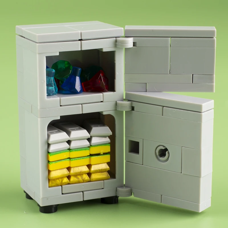 Anti-theft Safe Box Building Blocks City Accessories Purse Diamond Dollar Bills Gold Bar Silver Bars MOC Bricks Boy Toys 99563