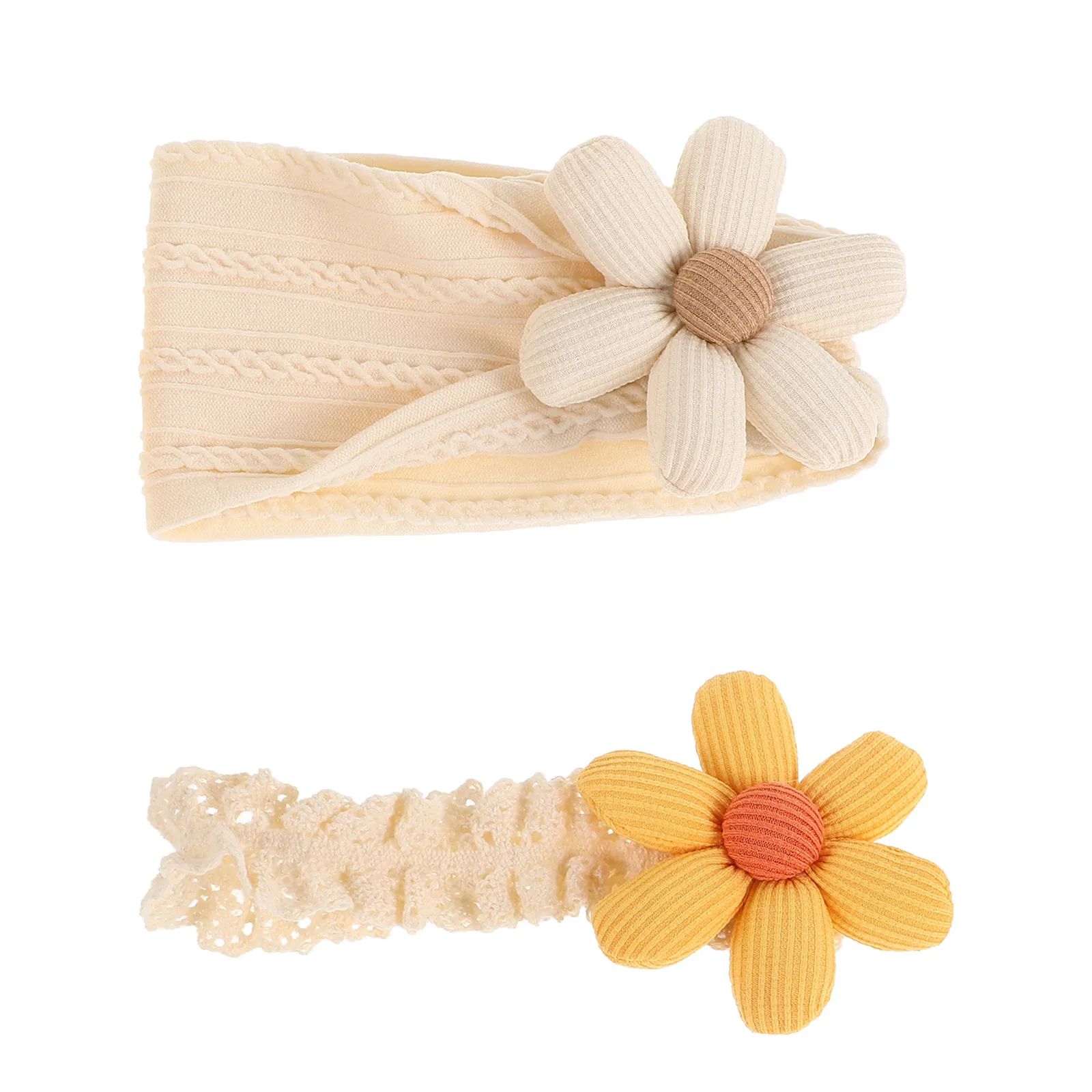

2Pcs Baby Girl Flower Headbands Nylon Soft Elastic Headbands for Newborn Toddler Hair Accessories Headdress for Girl